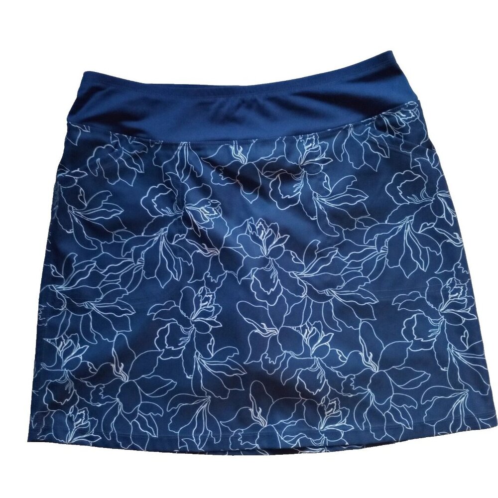 Cypress Club Women's Skort Blue/White Floral Skirt Shorts Sporty Athleisure Sz M